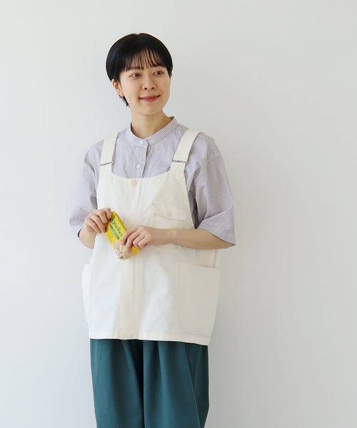 PAR ICI（パーリッシィ）の「コットンリネンカルゼ ワークベスト(セットアップ対応)（ベスト・レディース・アイボリー/ブラウン/ネイビー・FREE）」の2枚目の写真