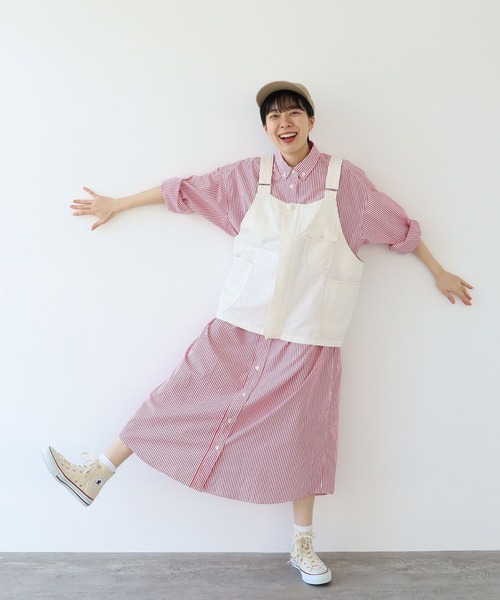 PAR ICI（パーリッシィ）の「コットンリネンカルゼ ワークベスト(セットアップ対応)（ベスト・レディース・アイボリー/ブラウン/ネイビー・FREE）」の21枚目の写真