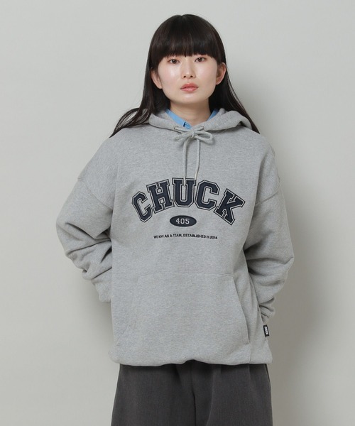 CHUCK（チャック）の「【UNISEX】CHUCK／アップリケロゴフーディー(ウラケ) 2189368（パーカー・レディース・グレー/ナチュラル/グリーン/ネイビー・LARGE/MEDIUM/SMALL）」の10枚目の写真