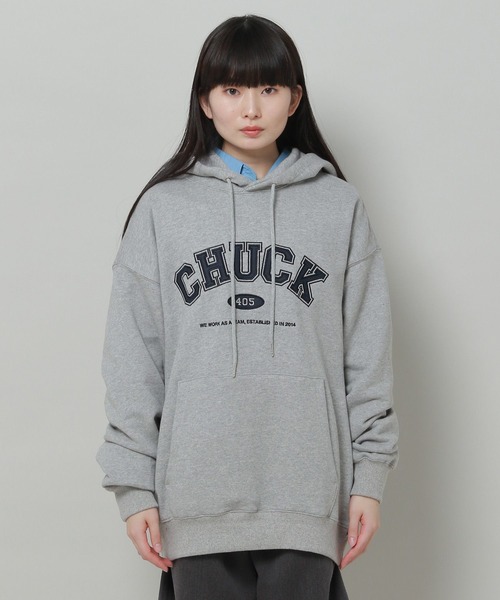 CHUCK（チャック）の「【UNISEX】CHUCK／アップリケロゴフーディー(ウラケ) 2189368（パーカー・レディース・グレー/ナチュラル/グリーン/ネイビー・LARGE/MEDIUM/SMALL）」の5枚目の写真