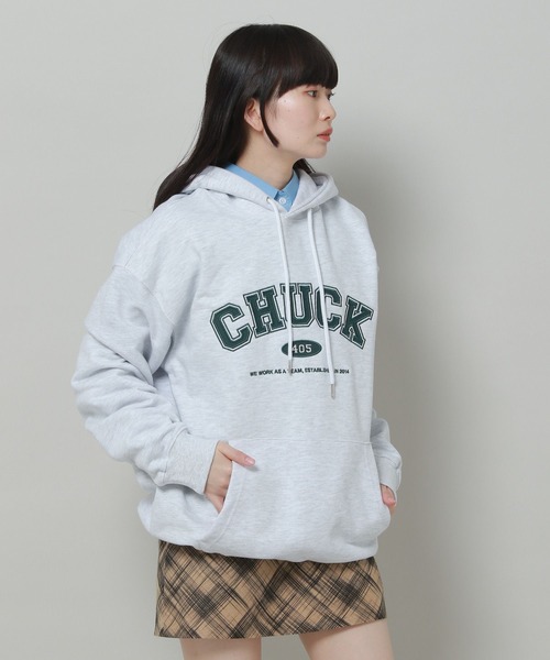 CHUCK（チャック）の「【UNISEX】CHUCK／アップリケロゴフーディー(ウラケ) 2189368（パーカー・レディース・グレー/ナチュラル/グリーン/ネイビー・LARGE/MEDIUM/SMALL）」の15枚目の写真
