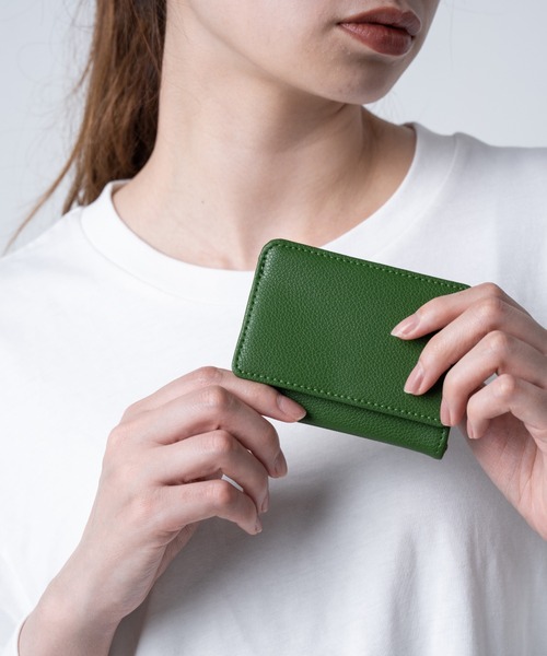 MURA（ムラ）の「リサイクルPU(合成皮革) 薄型コンパクト フラグメントケース（財布・レディース・グリーン/ピンク/ベージュ/チャコールグレー・FREE）」の15枚目の写真
