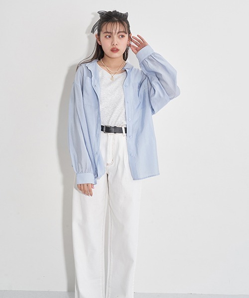 LOVETOXIC（ラブトキシック）の「合皮ベルトつきタックワイドパンツ（その他パンツ・キッズ・グレー/ライトブルー/オフホワイト・M/SS/L/S）」の18枚目の写真