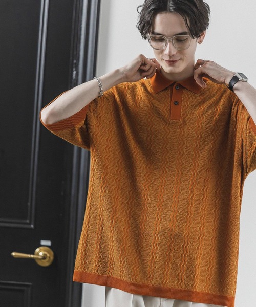 RAGEBLUE(レイジブルー)の「ジガラニットポロシャツ(ポロシャツ・メンズ・ブルー系その他/ホワイト系その他/ブラック系その他/オレンジ系その他・MEDIUM/LARGE)」の4枚目の写真