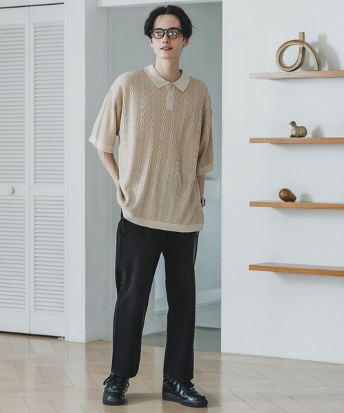 RAGEBLUE(レイジブルー)の「ジガラニットポロシャツ(ポロシャツ・メンズ・ブルー系その他/ホワイト系その他/ブラック系その他/オレンジ系その他・MEDIUM/LARGE)」の5枚目の写真