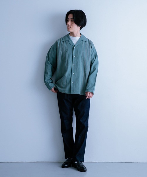 ITEMS URBANRESEARCH(アイテムズ アーバンリサーチ)の「『セットアップ対応』リネン混 オープンカラー 刺繍シャツ(シャツ/ブラウス・メンズ・カーキ/ブラック/ピンク・LARGE/MEDIUM)」の7枚目の写真