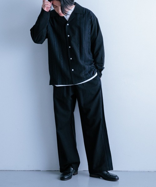 ITEMS URBANRESEARCH(アイテムズ アーバンリサーチ)の「『セットアップ対応』リネン混 オープンカラー 刺繍シャツ(シャツ/ブラウス・メンズ・カーキ/ブラック/ピンク・LARGE/MEDIUM)」の10枚目の写真