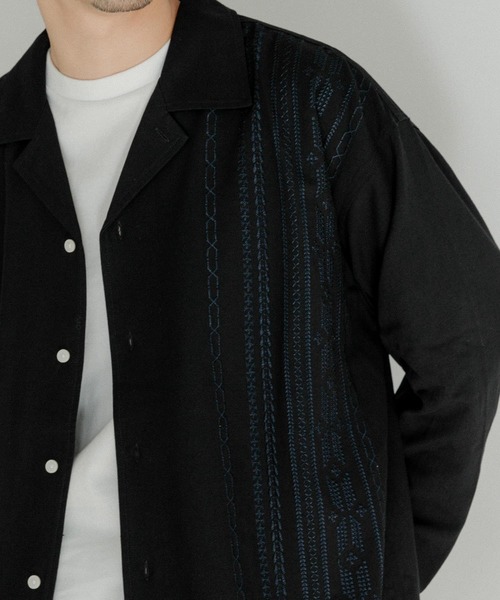 ITEMS URBANRESEARCH(アイテムズ アーバンリサーチ)の「『セットアップ対応』リネン混 オープンカラー 刺繍シャツ(シャツ/ブラウス・メンズ・カーキ/ブラック/ピンク・LARGE/MEDIUM)」の15枚目の写真