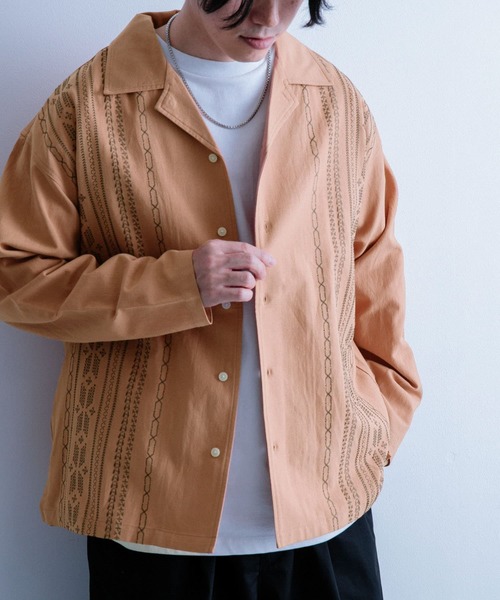 ITEMS URBANRESEARCH(アイテムズ アーバンリサーチ)の「『セットアップ対応』リネン混 オープンカラー 刺繍シャツ(シャツ/ブラウス・メンズ・カーキ/ブラック/ピンク・LARGE/MEDIUM)」の17枚目の写真
