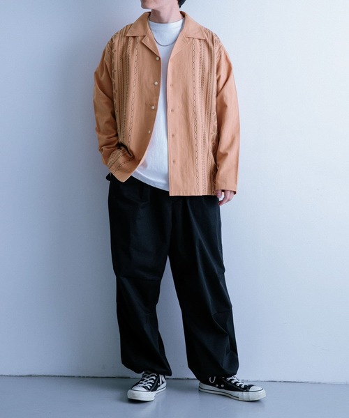 ITEMS URBANRESEARCH(アイテムズ アーバンリサーチ)の「『セットアップ対応』リネン混 オープンカラー 刺繍シャツ(シャツ/ブラウス・メンズ・カーキ/ブラック/ピンク・LARGE/MEDIUM)」の20枚目の写真