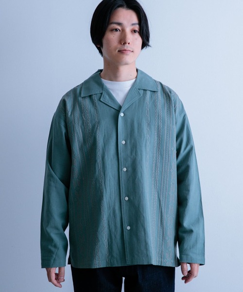 ITEMS URBANRESEARCH(アイテムズ アーバンリサーチ)の「『セットアップ対応』リネン混 オープンカラー 刺繍シャツ(シャツ/ブラウス・メンズ・カーキ/ブラック/ピンク・LARGE/MEDIUM)」の21枚目の写真