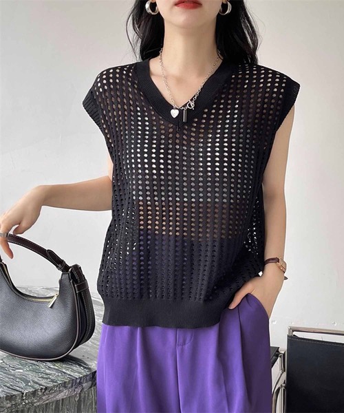 【美品】ALAIAニット セーター ノースリーブ ブラック M 美品】ALAIAニット セーター ノースリーブ ブラック M 美品】ALAIA