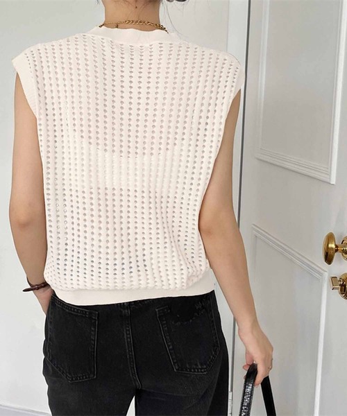 mame ノースリーブニット mame kurogouchi(マメクロゴウチ) 20SS Mixed Knitted Fabric