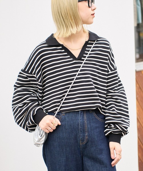 CIAOPANIC TYPY（チャオパニックティピー）の「オーバーサイズスキッパーポロ（ポロシャツ・メンズ・ネイビー/イエロー/グリーン/オフホワイト/ブルー・MEDIUM/LARGE）」の2枚目の写真