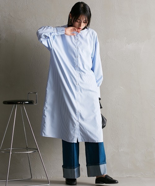 Soiunique（スワユニーク）の「前後２ＷＡＹストライプタックワンピース ［Soiunique］（ワンピース・レディース・ネイビー/ブルー・L/M）」の5枚目の写真