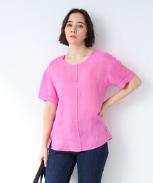 INDIVI | 【ゆったりシルエット/洗える】フレンチリネンTトップス(シャツ/ブラウス)