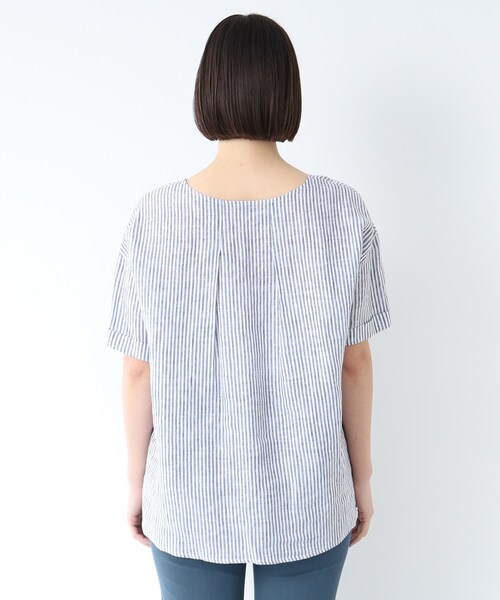 INDIVI(インディヴィ)の「◆【ゆったりシルエット/洗える】フレンチリネンTトップス(シャツ/ブラウス・レディース・ホワイト/ライトブルー/ネイビー/ホワイト系その他3/ピンク系・15 /34/05/38/12/13)」の22枚目の写真