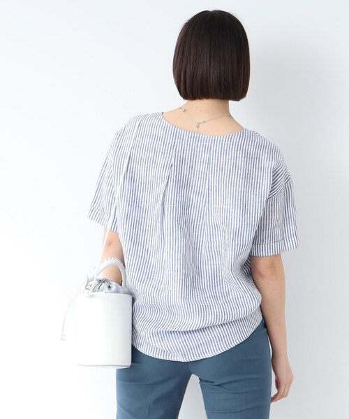 INDIVI(インディヴィ)の「◆【ゆったりシルエット/洗える】フレンチリネンTトップス(シャツ/ブラウス・レディース・ホワイト/ライトブルー/ネイビー/ホワイト系その他3/ピンク系・15 /34/05/38/12/13)」の12枚目の写真