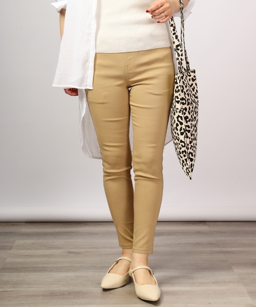 セール】PAGE ONE 小柄さん/低身長向け ツイルストレッチスリムパンツ