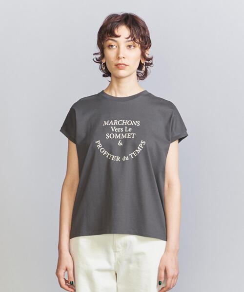 BEAUTY&YOUTH UNITED ARROWS（ビューティーアンドユースユナイテッドアローズ）の「コットン ロゴプリント フレンチスリーブ Tシャツ（Tシャツ/カットソー・レディース・ホワイト/ダークグレー/ライトブルー・FREE）」の4枚目の写真