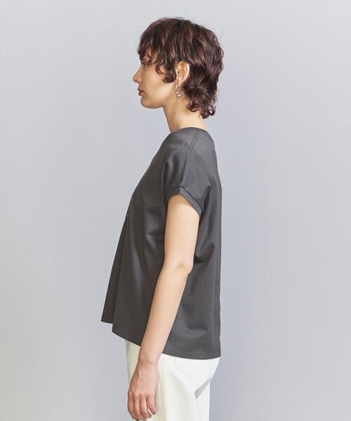 BEAUTY&YOUTH UNITED ARROWS（ビューティーアンドユースユナイテッドアローズ）の「コットン ロゴプリント フレンチスリーブ Tシャツ（Tシャツ/カットソー・レディース・ホワイト/ダークグレー/ライトブルー・FREE）」の5枚目の写真
