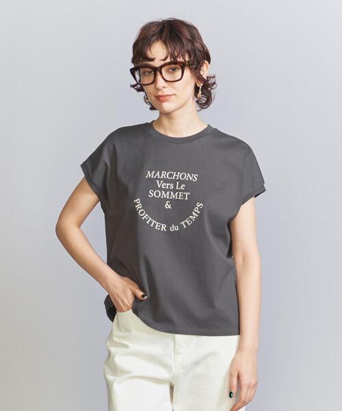 BEAUTY&YOUTH UNITED ARROWS（ビューティーアンドユースユナイテッドアローズ）の「コットン ロゴプリント フレンチスリーブ Tシャツ（Tシャツ/カットソー・レディース・ホワイト/ダークグレー/ライトブルー・FREE）」の7枚目の写真