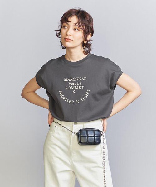 BEAUTY&YOUTH UNITED ARROWS（ビューティーアンドユースユナイテッドアローズ）の「コットン ロゴプリント フレンチスリーブ Tシャツ（Tシャツ/カットソー・レディース・ホワイト/ダークグレー/ライトブルー・FREE）」の8枚目の写真