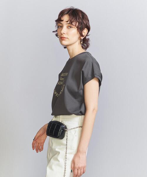 BEAUTY&YOUTH UNITED ARROWS（ビューティーアンドユースユナイテッドアローズ）の「コットン ロゴプリント フレンチスリーブ Tシャツ（Tシャツ/カットソー・レディース・ホワイト/ダークグレー/ライトブルー・FREE）」の9枚目の写真