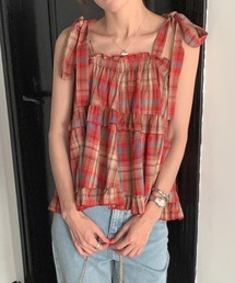 N.s（エヌドットエス）の「肩リボンマルチチェックキャミ（キャミソール）」