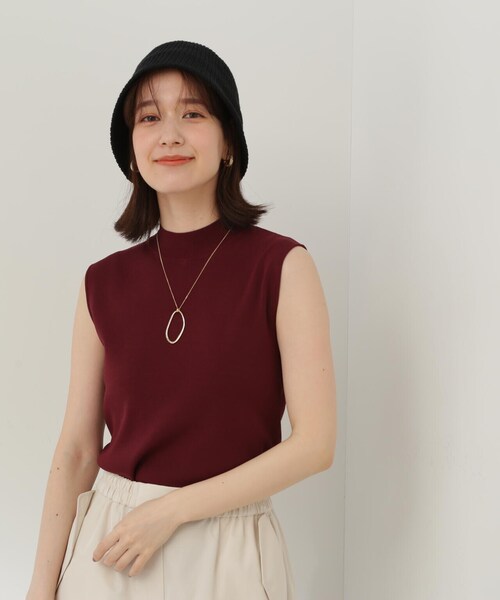 N.(N. Natural Beauty Basic)(エヌエヌナチュラルビューティーベーシック)の「◆総針ボトルネックノースリーブニット(ニット/セーター・レディース・ボルドー/マジェンタ/グリーン/ホワイト/ブラック・MEDIUM)」の19枚目の写真