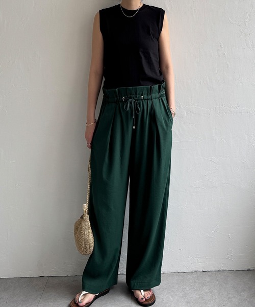 LBC(エルビーシー)の「ウエストシャーリングワイドパンツ(その他パンツ・レディース・ブラック/グリーン/ベージュ・M/L)」の3枚目の写真