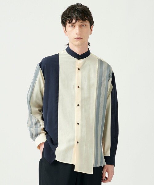 UNITED TOKYO（ユナイテッドトウキョウ）の「ストライプコンビSH（シャツ/ブラウス・メンズ・アイボリー/グレー・2/1）」の5枚目の写真