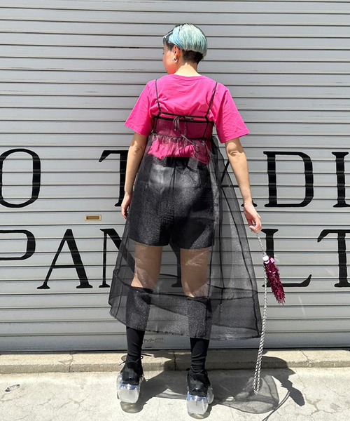 Narcissus（ナルシス）の「【Narcissus】シースルーレイヤードワンピース（ワンピース・レディース・ブラック/ピンク・FREE）」の4枚目の写真