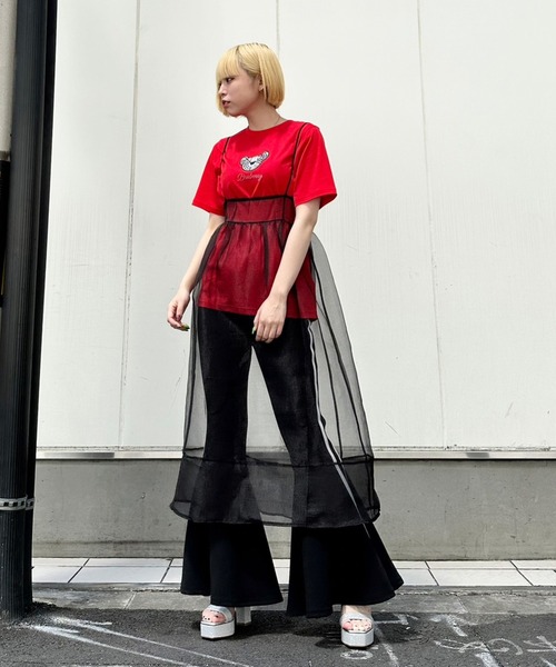 Narcissus（ナルシス）の「【Narcissus】シースルーレイヤードワンピース（ワンピース・レディース・ブラック/ピンク・FREE）」の14枚目の写真