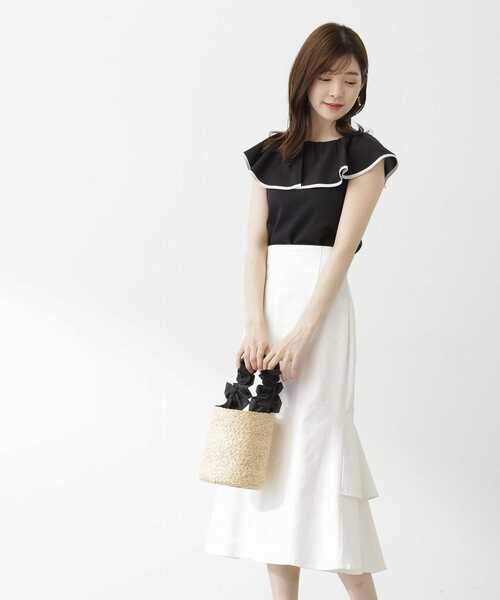 PROPORTION BODY DRESSING（プロポーションボディドレッシング）の「バックラッフルデニムマーメイドスカート（スカート・レディース・ブラック/ダークネイビー/ホワイト・SMALL/MEDIUM）」の9枚目の写真