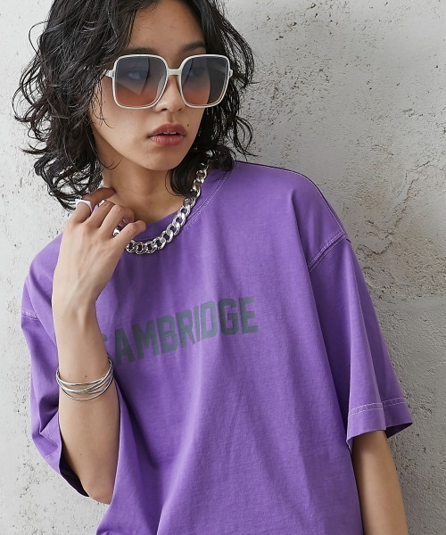 GEVS.(ジェイヴィス)の「<大きいサイズ> 綿100%ピグメント染ロゴプリントカラーTシャツ GEVS.(Tシャツ/カットソー・レディース・ブラック/パープル/ピンク・L/LL/3L/4L/5L)」の2枚目の写真