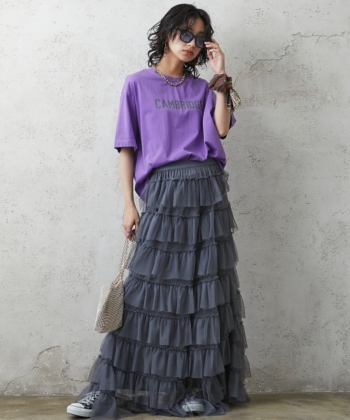 GEVS.(ジェイヴィス)の「<大きいサイズ> 綿100%ピグメント染ロゴプリントカラーTシャツ GEVS.(Tシャツ/カットソー・レディース・ブラック/パープル/ピンク・L/LL/3L/4L/5L)」の13枚目の写真