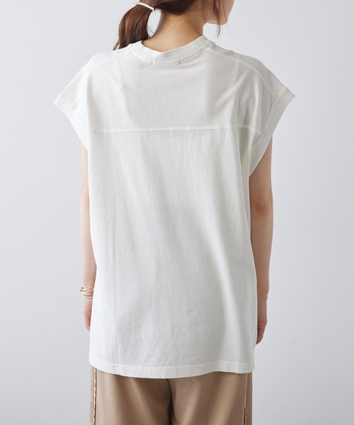 PUAL CE CIN（ピュアルセシン）の「ユーズドライクロゴプリントフレンチスリーブTシャツ（Tシャツ/カットソー・レディース・ベージュ/オフホワイト/チャコールグレー・FREE）」の19枚目の写真