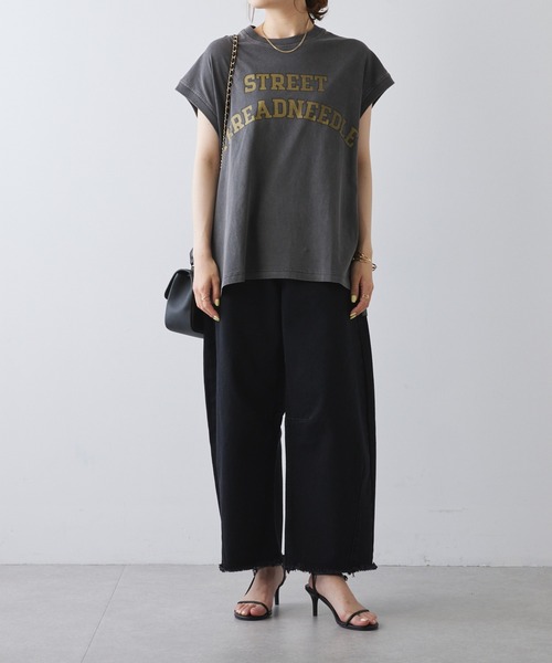 PUAL CE CIN（ピュアルセシン）の「ユーズドライクロゴプリントフレンチスリーブTシャツ（Tシャツ/カットソー・レディース・ベージュ/オフホワイト/チャコールグレー・FREE）」の15枚目の写真