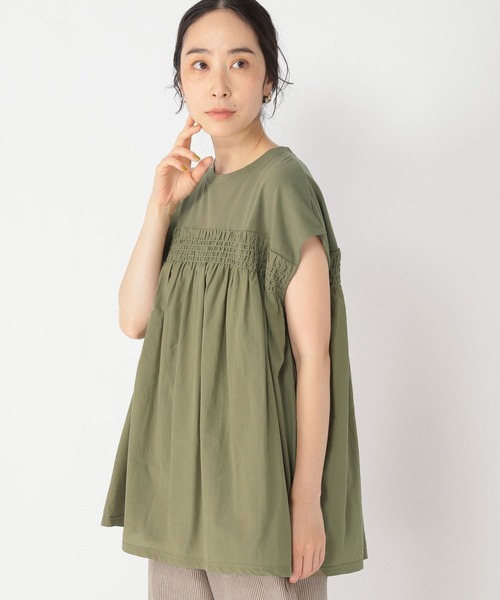 studio CLIP(スタディオクリップ)の「シャーリングドッキングプルオーバー(Tシャツ/カットソー・レディース・オフホワイト/カーキ/ブラック・FREE)」の3枚目の写真