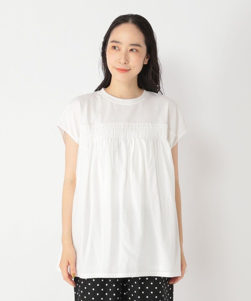 studio CLIP(スタディオクリップ)の「シャーリングドッキングプルオーバー(Tシャツ/カットソー・レディース・オフホワイト/カーキ/ブラック・FREE)」の9枚目の写真