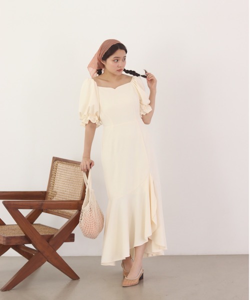 muguet（ミュゲ）の「ハートネックワンピース（ワンピース・レディース・ピンクベージュ/アイボリー・FREE）」の6枚目の写真