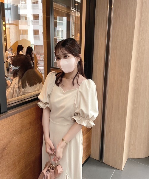 muguet（ミュゲ）の「ハートネックワンピース（ワンピース・レディース・ピンクベージュ/アイボリー・FREE）」の8枚目の写真