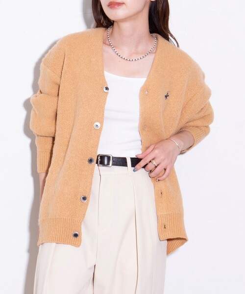 BEVERLY HILLS POLO CLUB（ビバリーヒルズポロクラブ）の「【BEVERLY HILLS POLO CLUB/ビバリーヒルズポロクラブ】モヘヤライクカーディガン ワンポイント（カーディガン/ボレロ・メンズ・ブラウン系その他/イエロー系その他/グレー系その他/サックスブルー/ブラック/ベージュ/ミント/ラベンダー/ブルー系その他/レッド/ブルー系その他7・M/L/XL）」の4枚目の写真