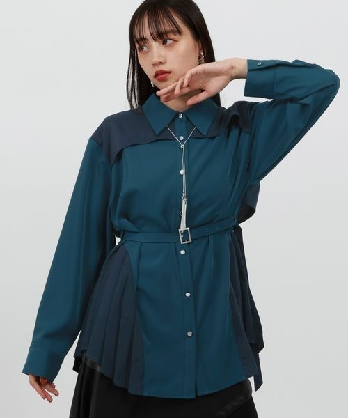 HARE（ハレ）の「ハイショクベルトプリーツシャツ(HARE)（シャツ 