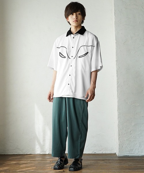 MinoriTY（マイノリティ）の「【爽やかにこなれる一着】ウエスタン半袖シャツ レギュラーカラーシャツ メンズ 夏服【MinoriTY】（シャツ/ブラウス・メンズ・ホワイト/ブルー・M/L）」の5枚目の写真