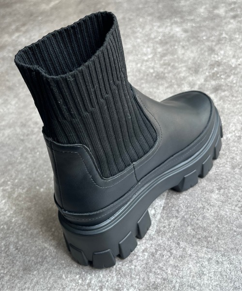 CPCM(シーピーシーエム)の「厚底ニットカジュアルブーツ(ブーツ・レディース・アイボリー/ベージュ/ブラック・MEDIUM/LARGE/SMALL)」の11枚目の写真