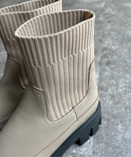 CPCM(シーピーシーエム)の「厚底ニットカジュアルブーツ(ブーツ・レディース・アイボリー/ベージュ/ブラック・MEDIUM/LARGE/SMALL)」の13枚目の写真