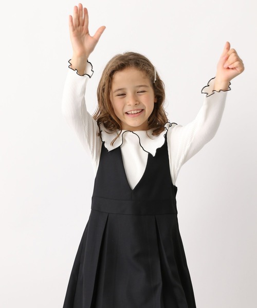 GLOBAL WORK（グローバルワーク）の「ヘビロッTEE／セーラーカラー/966389（Tシャツ/カットソー・キッズ・ブラック/オフホワイト・110cm/130cm/100cm/160cm/140cm/120cm/150cm）」の4枚目の写真