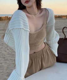 ざっくりリブ編みスリーブボレロ